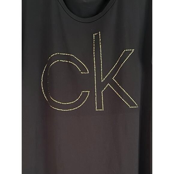 Calvin Klein NWT 3X Plus T Shirt Dress Embellished Black Stretchy Casual - Picture 6 of 8